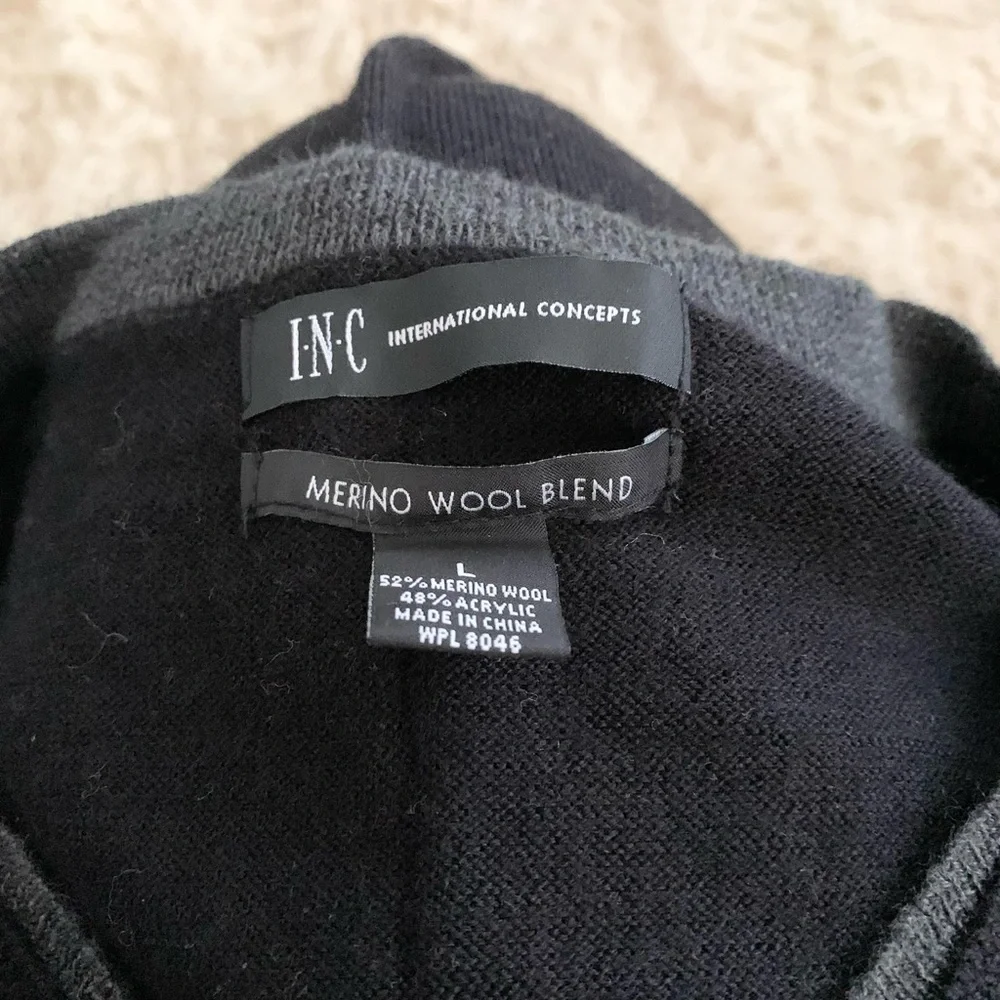 INC International Concepts | Black V-Neck Wool Blend Sweater XL - Picture 6 of 10